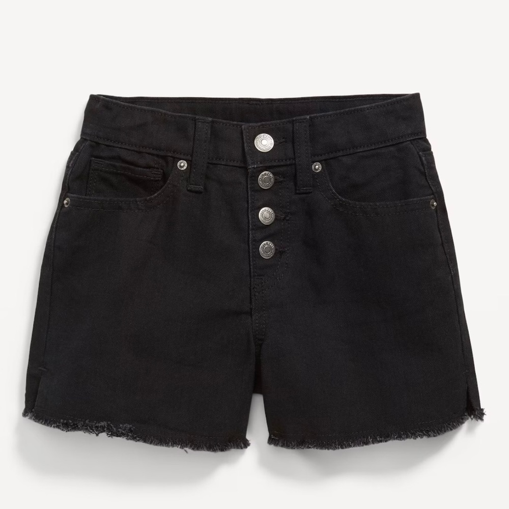 Old Navy Black High-Waisted Wow Frayed-Hem Jean Shorts